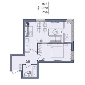 1-к квартира, вторичка, 39м2, 3/10 этаж