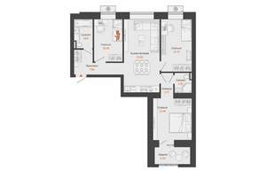 3-к квартира, строящийся дом, 80м2, 2/8 этаж