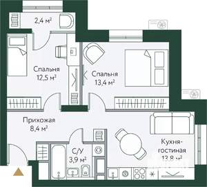 2-к квартира, вторичка, 54м2, 4/24 этаж