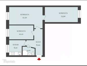 3-к квартира, вторичка, 59м2, 1/5 этаж