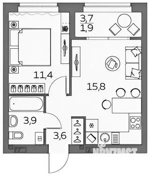 1-к квартира, вторичка, 35м2, 20/23 этаж