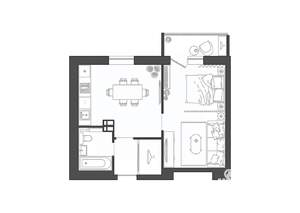 1-к квартира, строящийся дом, 41м2, 9/19 этаж