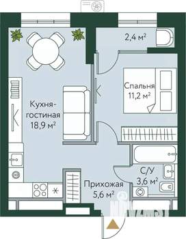1-к квартира, вторичка, 42м2, 22/24 этаж