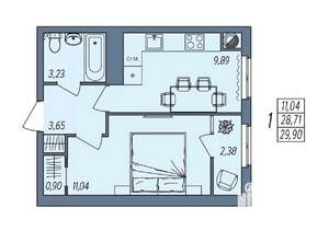 1-к квартира, вторичка, 30м2, 8/10 этаж