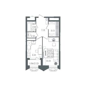 1-к квартира, вторичка, 40м2, 13/22 этаж