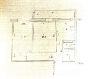 2-к квартира, вторичка, 54м2, 4/9 этаж