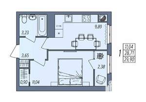 1-к квартира, вторичка, 30м2, 10/10 этаж