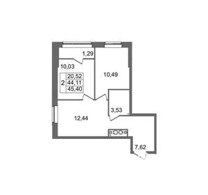 2-к квартира, вторичка, 45м2, 7/8 этаж