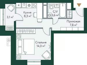 1-к квартира, вторичка, 37м2, 24/24 этаж