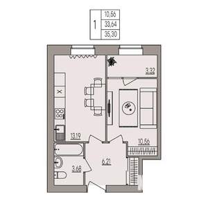 1-к квартира, вторичка, 35м2, 2/3 этаж