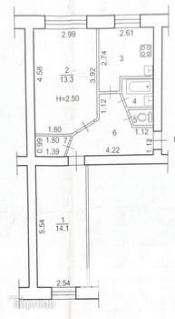 2-к квартира, вторичка, 45м2, 1/5 этаж