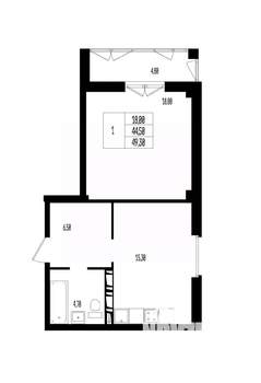 Студия квартира, вторичка, 49м2, 11/17 этаж