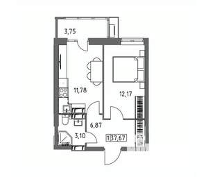 1-к квартира, вторичка, 38м2, 18/19 этаж