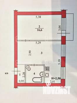 2-к квартира, вторичка, 44м2, 1/9 этаж