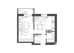 1-к квартира, строящийся дом, 41м2, 16/19 этаж