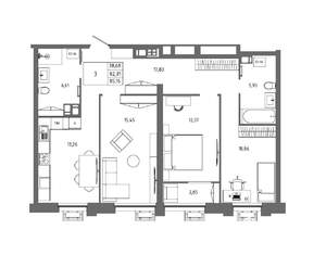 3-к квартира, вторичка, 85м2, 2/23 этаж