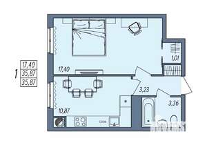 1-к квартира, вторичка, 36м2, 4/10 этаж