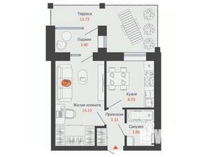 1-к квартира, вторичка, 37м2, 6/7 этаж