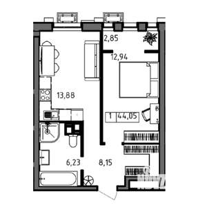1-к квартира, вторичка, 44м2, 11/23 этаж