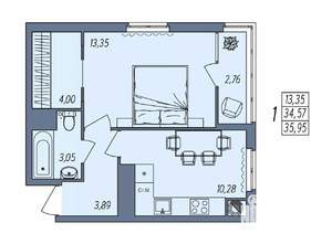 1-к квартира, вторичка, 36м2, 5/10 этаж