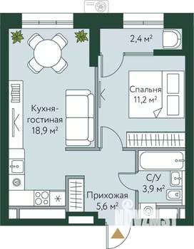 1-к квартира, вторичка, 42м2, 3/24 этаж