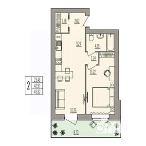 2-к квартира, вторичка, 46м2, 1/3 этаж