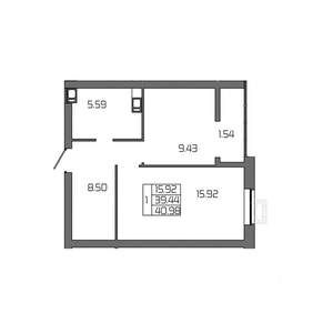 1-к квартира, вторичка, 41м2, 11/24 этаж