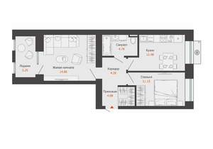 2-к квартира, вторичка, 53м2, 2/8 этаж