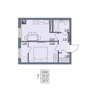 1-к квартира, вторичка, 31м2, 7/8 этаж
