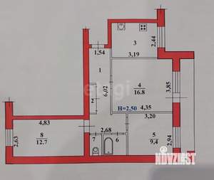 3-к квартира, вторичка, 61м2, 5/10 этаж