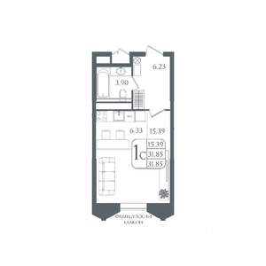 Студия квартира, вторичка, 32м2, 18/22 этаж