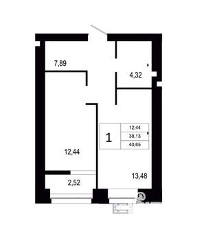 1-к квартира, вторичка, 41м2, 4/9 этаж