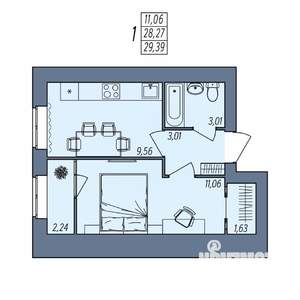 1-к квартира, вторичка, 29м2, 8/8 этаж