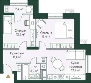 2-к квартира, вторичка, 54м2, 9/24 этаж