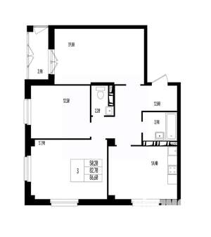 Студия квартира, вторичка, 87м2, 10/17 этаж