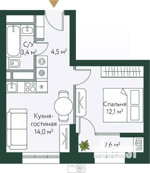1-к квартира, вторичка, 37м2, 20/24 этаж