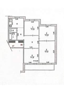 4-к квартира, вторичка, 80м2, 10/16 этаж
