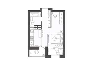 1-к квартира, строящийся дом, 31м2, 18/19 этаж