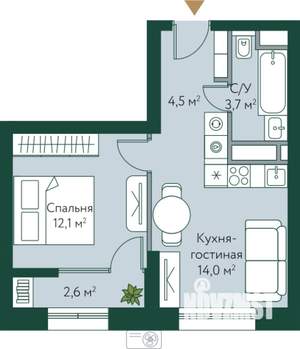 1-к квартира, вторичка, 37м2, 7/24 этаж
