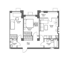 Студия квартира, вторичка, 67м2, 8/10 этаж