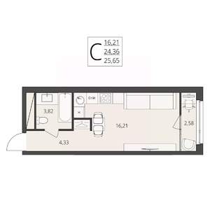 Студия квартира, вторичка, 26м2, 4/17 этаж