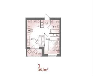 1-к квартира, вторичка, 36м2, 11/21 этаж