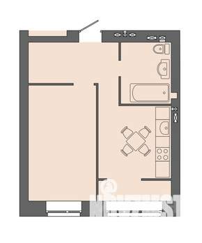 1-к квартира, строящийся дом, 40м2, 6/9 этаж