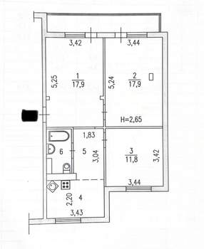 3-к квартира, вторичка, 64м2, 14/16 этаж