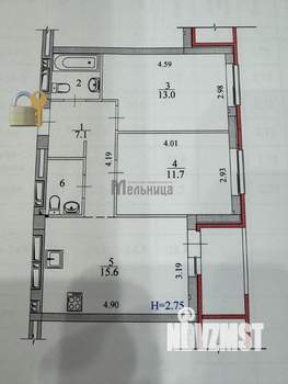 3-к квартира, вторичка, 57м2, 14/23 этаж