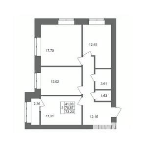 3-к квартира, вторичка, 73м2, 7/10 этаж