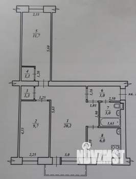 3-к квартира, вторичка, 56м2, 5/5 этаж