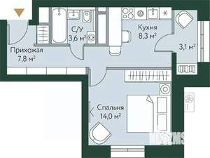 1-к квартира, вторичка, 37м2, 17/24 этаж