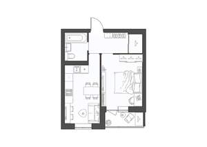1-к квартира, строящийся дом, 37м2, 8/9 этаж