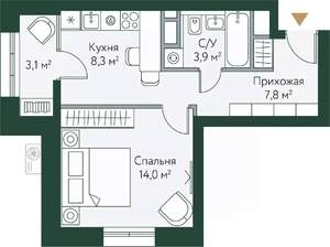 1-к квартира, вторичка, 37м2, 7/24 этаж